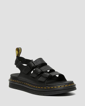 Sandalias Con Tiras Dr Martens Soloman Men's Cuero Hombre Negros | MX 165RVD